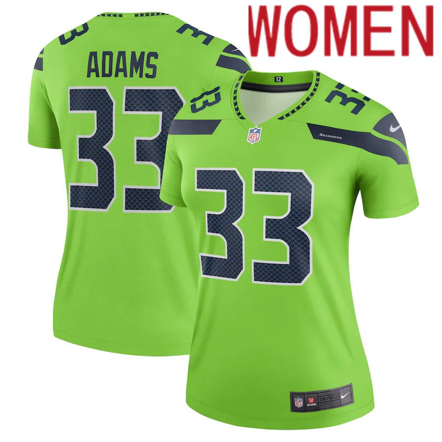 Women Seattle Seahawks 33 Jamal Adams Nike Neon Green Legend NFL Jersey